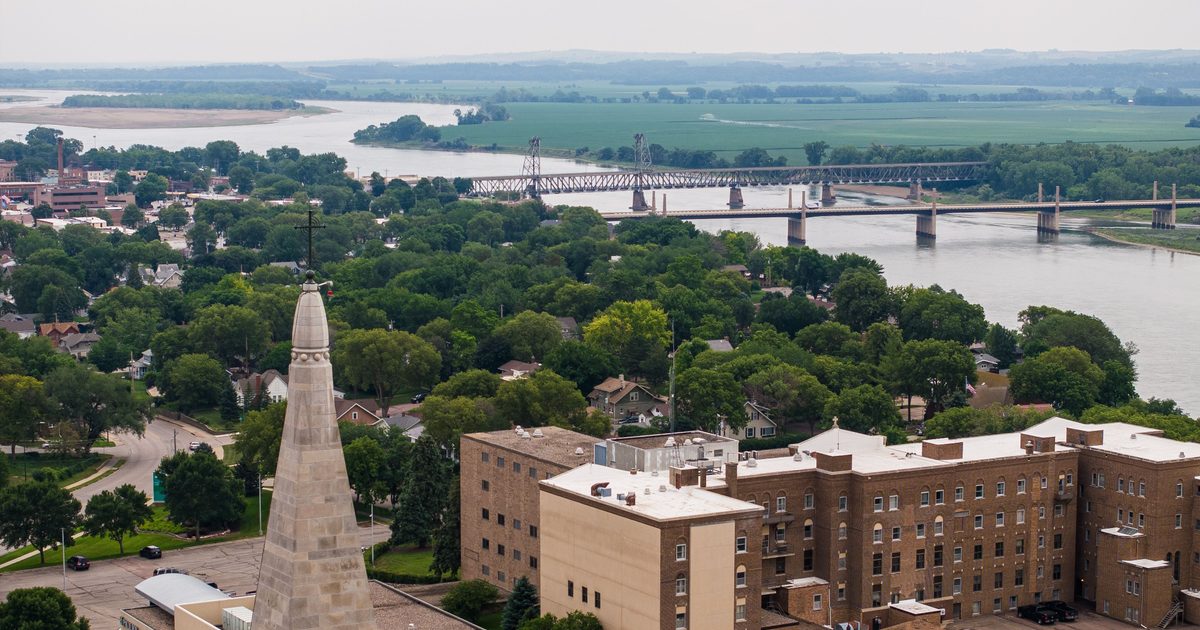 aerial shot of Yankton South Dakota